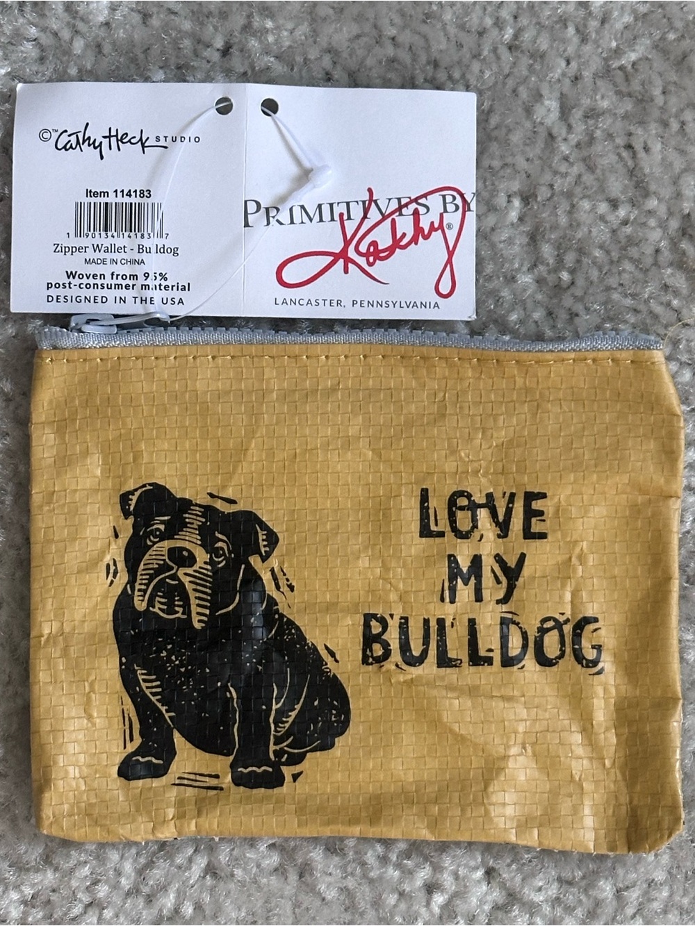 Primitives By Kathy -Love My Bulldog Zipper Wallet